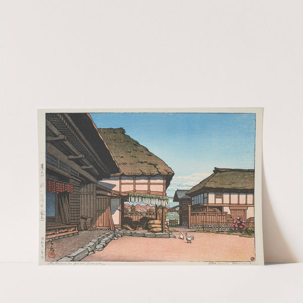Noka no aki Miyagi-ken Ayashi (Autumn at a Farmhouse in Ayashi, Miyagi) (1946) by Kawase Hasui