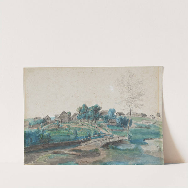 Nordische Landschaft, Blick auf das Dorf Baldohn by Jakob Christoph Miville