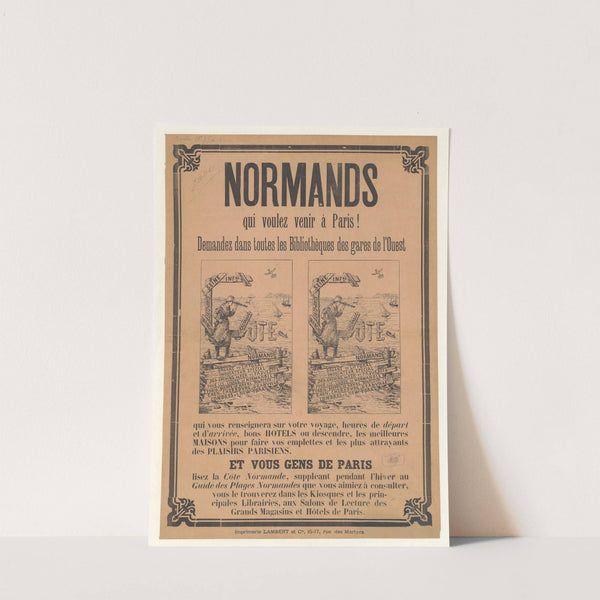 Normands qui voulez venir à Paris demandez dans toutes les bibliothèques des gares de l’Ouest (1892) by T. Moutier