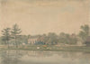 North East View of a House at Ringmer with Cattle and Sheep by a Pond