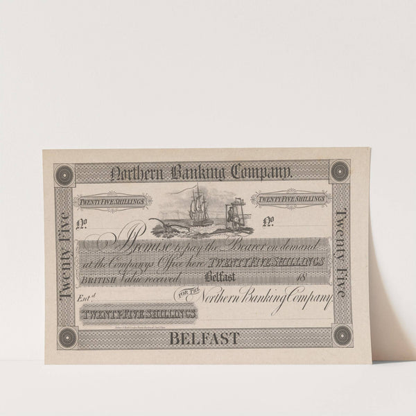 The Charlotte County Bank, St. Andrews, New Brunswick, five shilling note (1820-1829) by Perkins & Heath