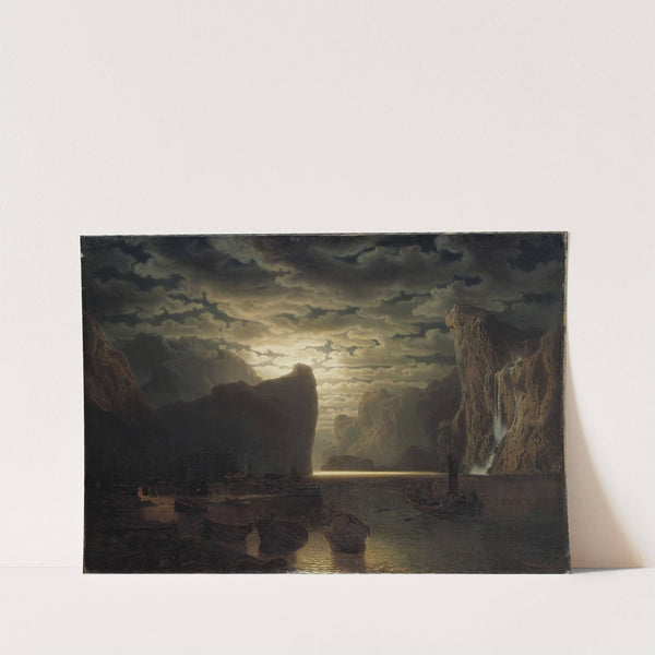 Norwegian Fjord in Moonlight. Motif from the Sogne-Fjord by Marcus Larson
