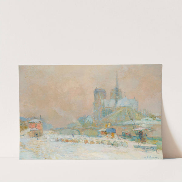 Notre Dame de Paris, vue du Quai de la Tournelle, effet de neige by Albert Lebourg