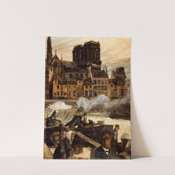 Notre-Dame et le quai aux Fleurs vus du marché aux pommes by Pierre Louis Moreau