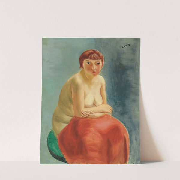 Nu assis à la draperie rouge by Moïse Kisling