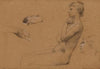 Nu de femme assise, et étude de mains et de visage