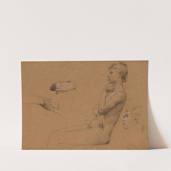Nu de femme assise, et étude de mains et de visage by Luc-Olivier Merson