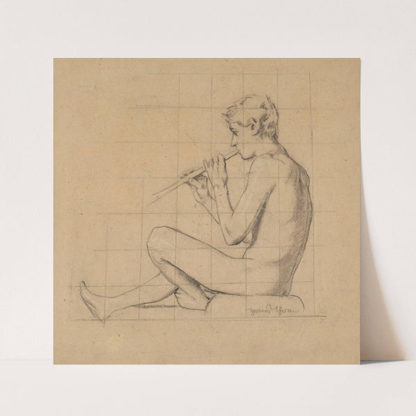 Nude Boy Playing the Pipe (1892) by Hans Thoma