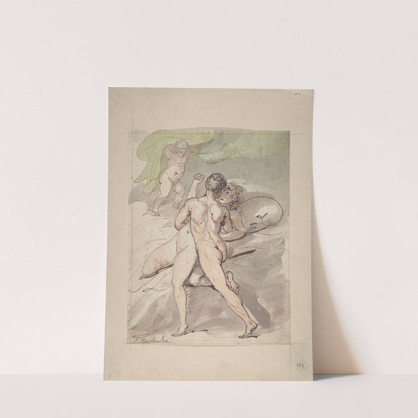 Nude Couple Embracing by Thomas Rowlandson