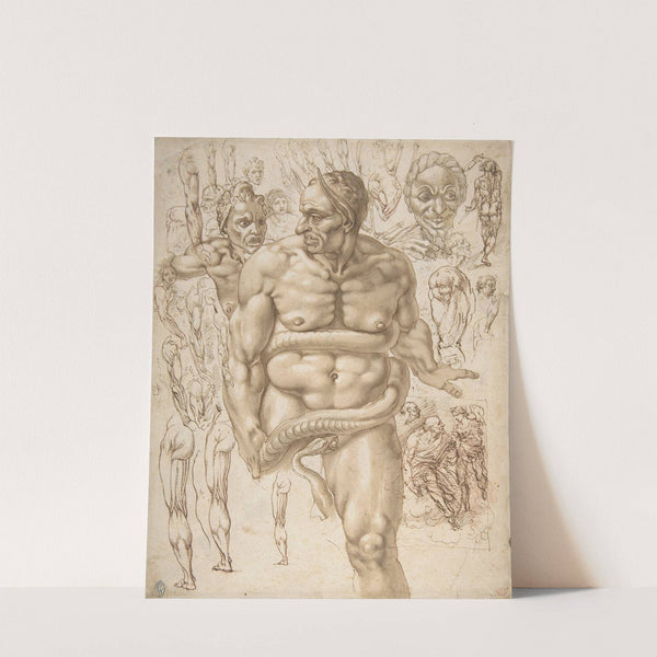 Nude Demon Encircled by a Serpent, after Michelangelo's Last Judgment by Giovanni Ambrogio Figino