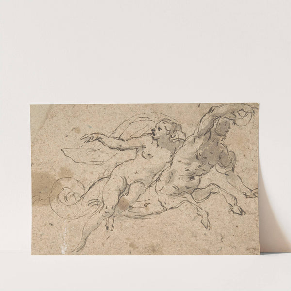 Nude Female Riding on a Triton's Back by Domenico Gargiulo