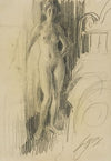 Nude Figure Standing Near a Bed