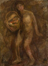 Nude girl with a basket of apples
