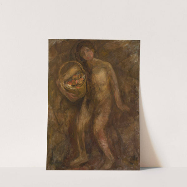 Nude girl with a basket of apples by Tadeusz Makowski