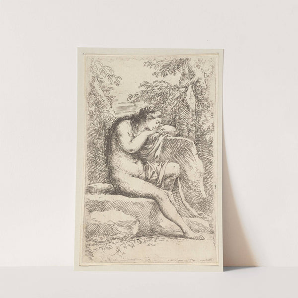 Nude in Contemplation, Seated on a Rocky Ledge by Salvator Rosa