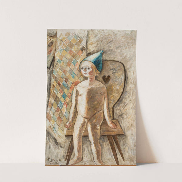 Nude little girl in a blue cap by Tadeusz Makowski