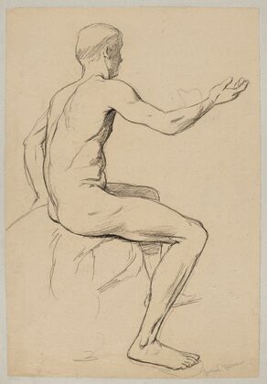 Nude Male Sitting with His Right Hand Extended, Shown in Profile (1880 - 1890)