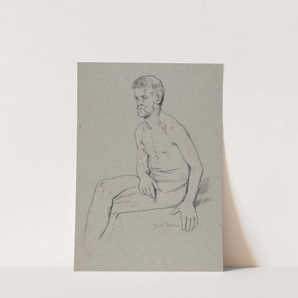 Nude Male Sitting with Legs Crossed (1860 - 1880) by Hans Thoma