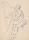 Nude male study to the painting ‘King David playing the harp’