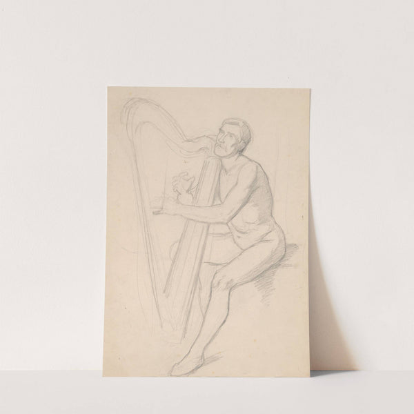 Nude male study to the painting 'King David playing the harp' by Józef Simmler