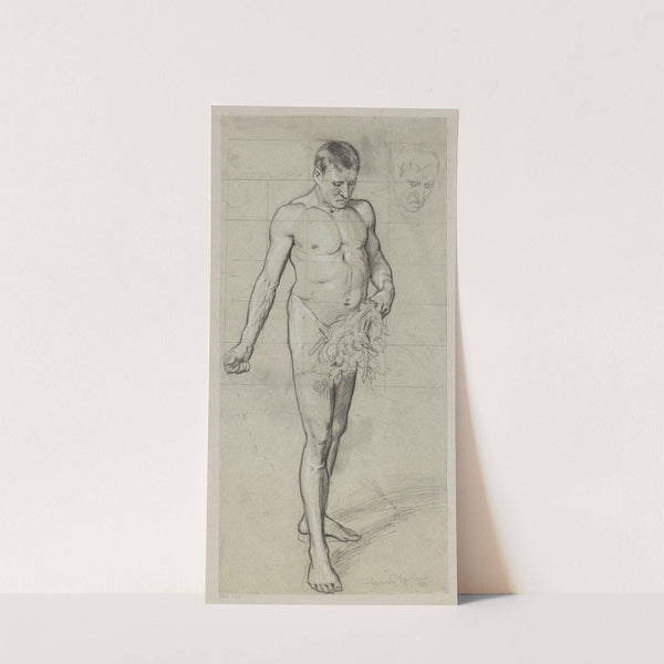 Nude Male with a Bunch of Plants in His Left Hand (1890) by Hans Thoma