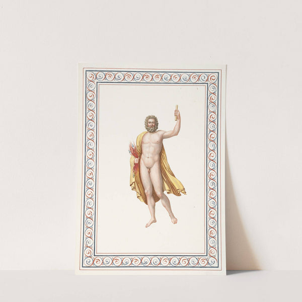 Nude man holding flaming arrows (1783) by Pierre-Jean Mariette