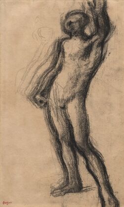 Nude Man Standing, with Left Hand Raised