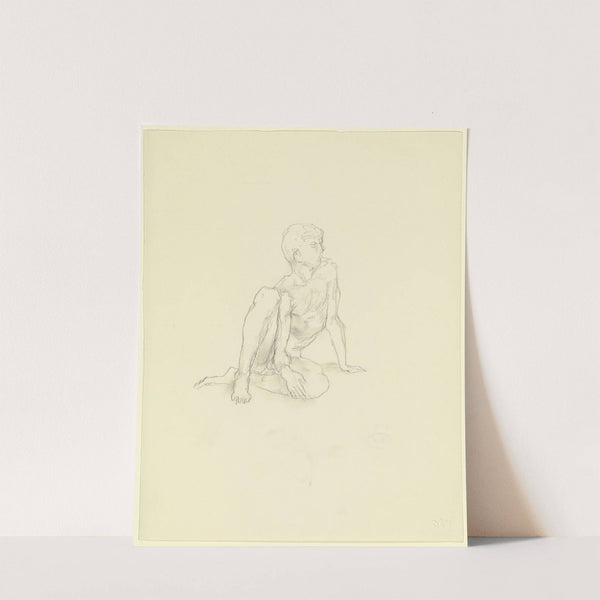 Nude of a sitting boy by Wilhelm Rietschel