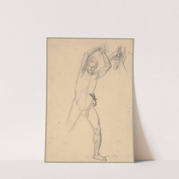 Nude sketch to the executioner with an axe (recto) and a stone (verso) to the painting 'Martyrdom of St. Matthias' by Józef Simmler
