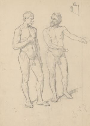 Nude sketches of the figure of King Sigismund I and Hetman Tarnowski in the painting ‘The Upbringing of Sigismund Augustus’