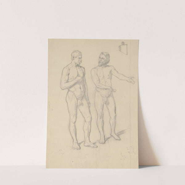 Nude sketches of the figure of King Sigismund I and Hetman Tarnowski in the painting 'The Upbringing of Sigismund Augustus' by Józef Simmler