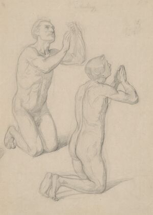 Nude studies for the figures of David and Pius IX in the painting ‘The Immaculate Conception of the Blessed Virgin Mary’