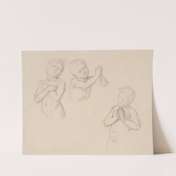 Nude studies of boys for the figures of angels in the painting 'The Immaculate Conception of the Blessed Virgin Mary' by Józef Simmler