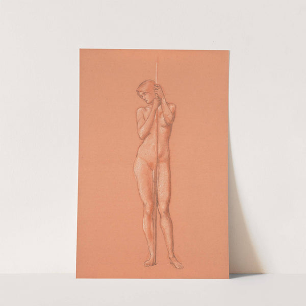 Nude study for attendant figure holding a spear in The Sleep of Arthur in Avalon by Sir Edward Coley Burne-Jones