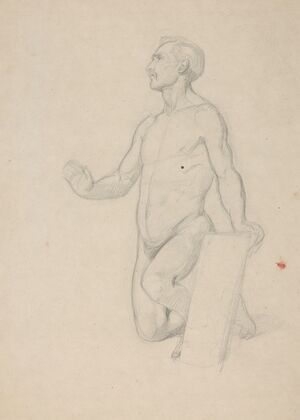 Nude study for the figure of Moses in the painting ‘The Immaculate Conception of the Blessed Virgin Mary’ (1864)