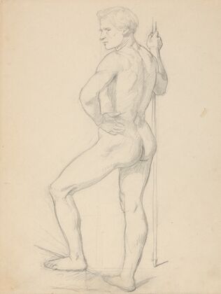 Nude study of guardian to the painting ‘Katarzyna Jagiellonka in Gripsholm Prison’ (1858)