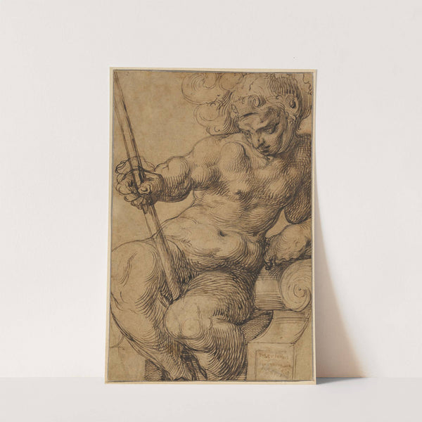 Nude Warrior (Mars) Leaning over a Volute by Toussaint Dubreuil
