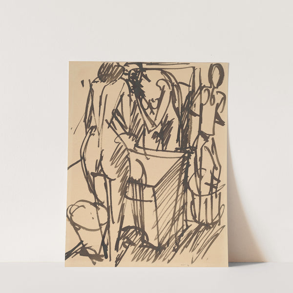 Nude with a Mirror, Standing Before a Washstand (1908-1910) by Ernst Ludwig Kirchner