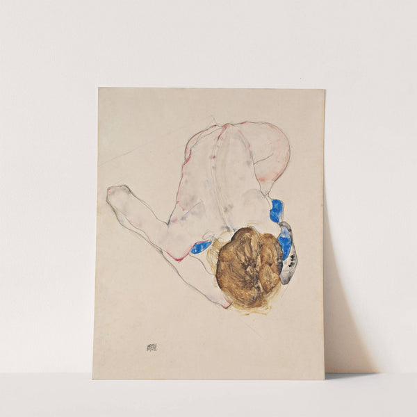 Nude with Blue Stockings, Bending Forward (1912) by Egon Schiele