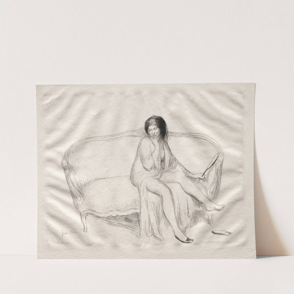 Nude Woman Seated on a Sofa by Jean Veber