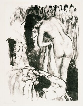 Nude Woman Standing, Drying Herself