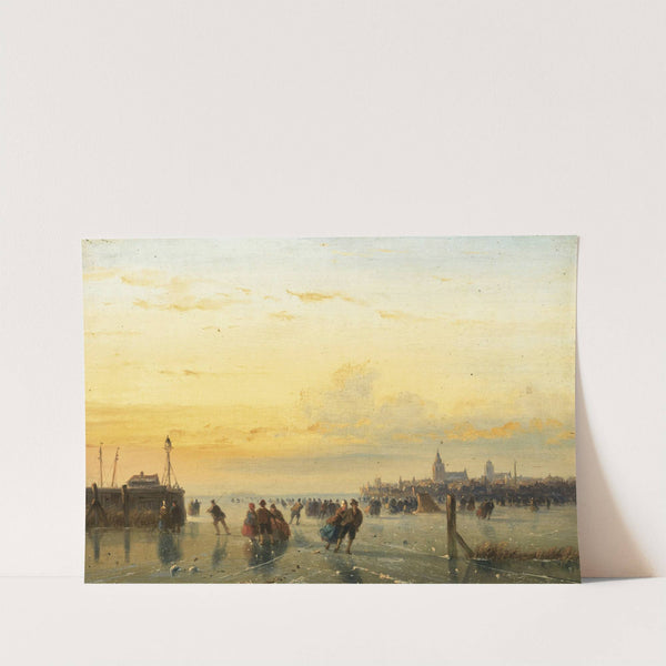 Numerous Skaters Near A Town by Nicolaas Johannes Roosenboom