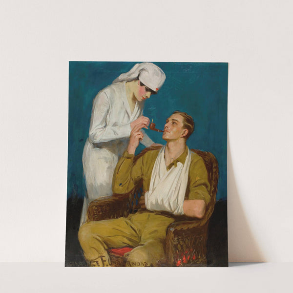 Nurse Lighting a Pipe by Clarence F. Underwood
