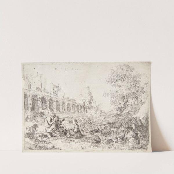 Nymfen Korsika siddende med tre satyrer (1640) by Bartholomeus Breenbergh