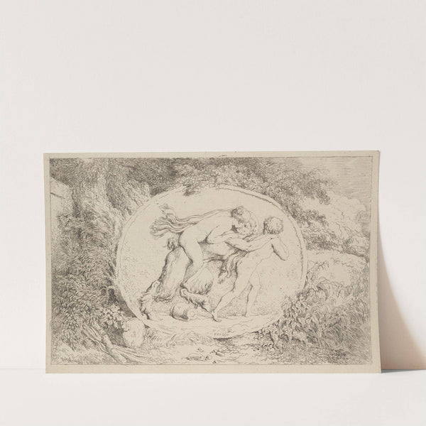 Nymph Astride a Satyr by Jean-Honoré Fragonard