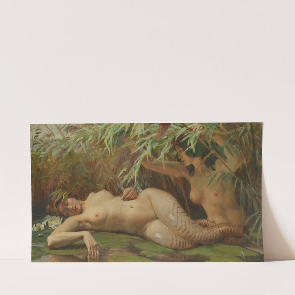 Nymph discovering a mermaid in the reeds by Georges-Marie-Julien Girardot