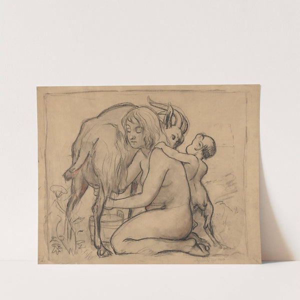 Nymph Milking a Goat (1876) by Hans Thoma