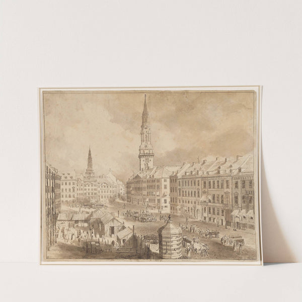 Nytorv og Gammel Torv i København med Sankt Petris og Vor Frue Kirkes spir by Martin Rudolf Heland