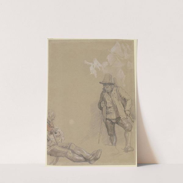 Oberbayerischer Gebirgsjäger im Aufstieg begriffen, links daneben am Boden zwei weitere Figuren by Hugo Kauffmann