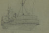 Oblique view of sidewheel steamship